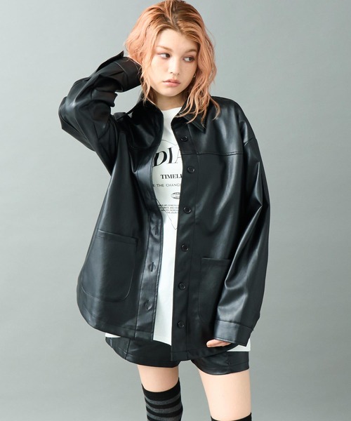 ANAP（アナップ） ブルゾン アウター レザーライク 2ポケット オーバー