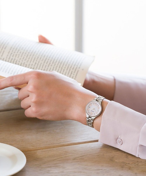 wicca（ウィッカ） 腕時計 ソーラーテック電波時計 シルバー×ピンク