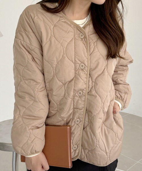 TREOVER ジャケット ノーカラージャケット キルティング中綿ジャケット