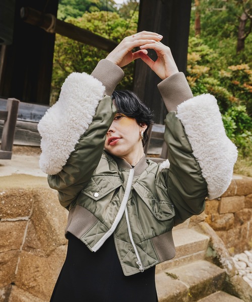 OMMO（オーエムエムオー） ma1 ma-1 SLEEVE BOA SHORT MA-1 レディース