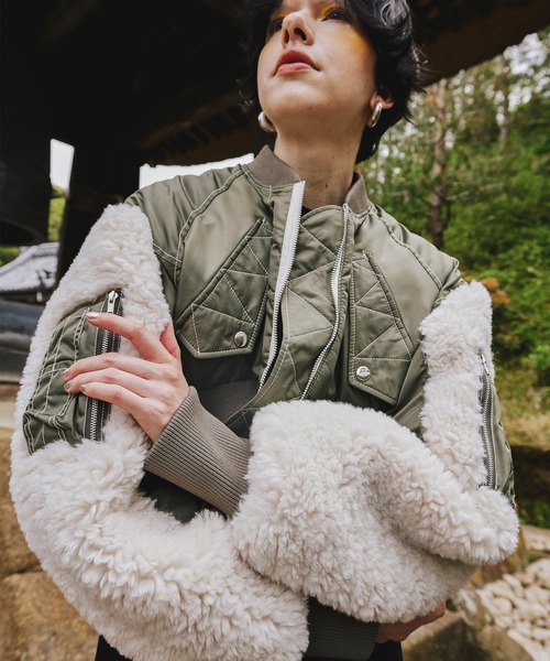 OMMO（オーエムエムオー） ma1 ma-1 SLEEVE BOA SHORT MA-1 レディース