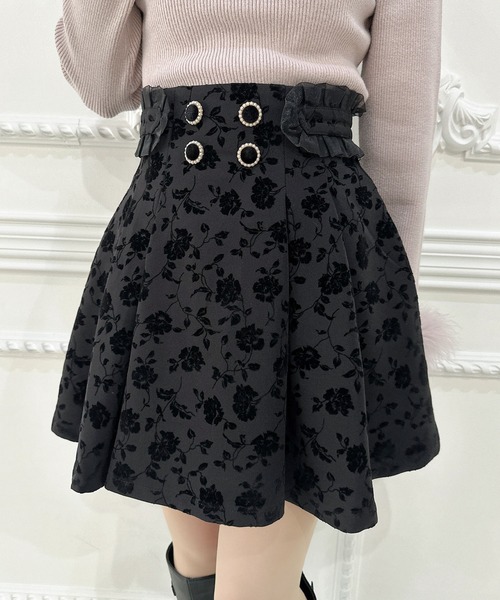 クチュールバイロジータ スカート 花柄フロッキーフレアスカート