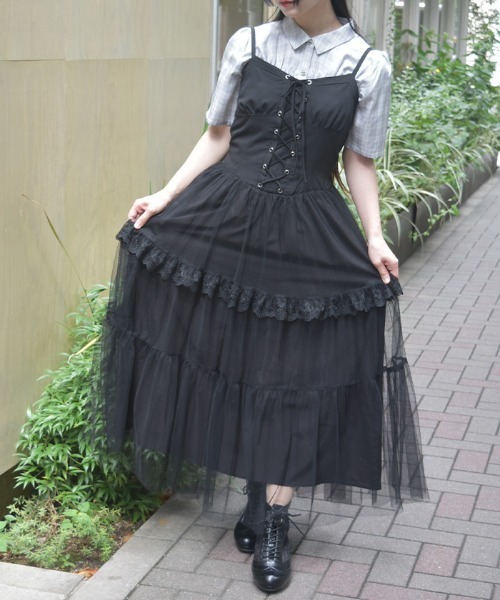 axes femme（アクシーズ ファム） ジャンパースカート コルセット風編