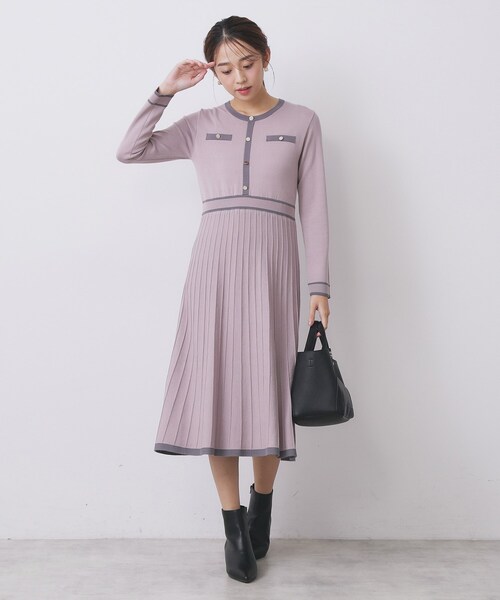 index（インデックス） ワンピース バイカラードッキング風ニット