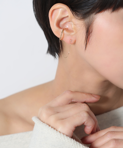 Lilas ピアス ダイヤピアスチェーンイヤーカフ K10（片耳） レディース