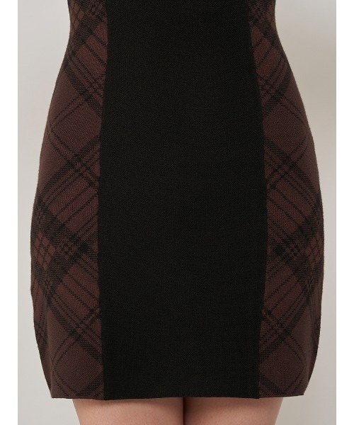 Darich（ダーリッチ） ワンピース サイドチェックニットミニワンピース