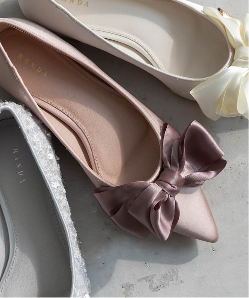 RANDA（ランダ） パンプス リボンデザインフラットシューズ : ZOZOTOWN