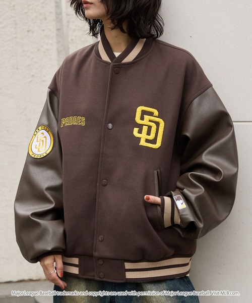 MLB スタジャン MLB/メジャーリーグベースボール 別注 ワッペン刺繍