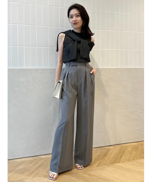 anuans（アニュアンス） スラックス パンツ ツータックワイドパンツ