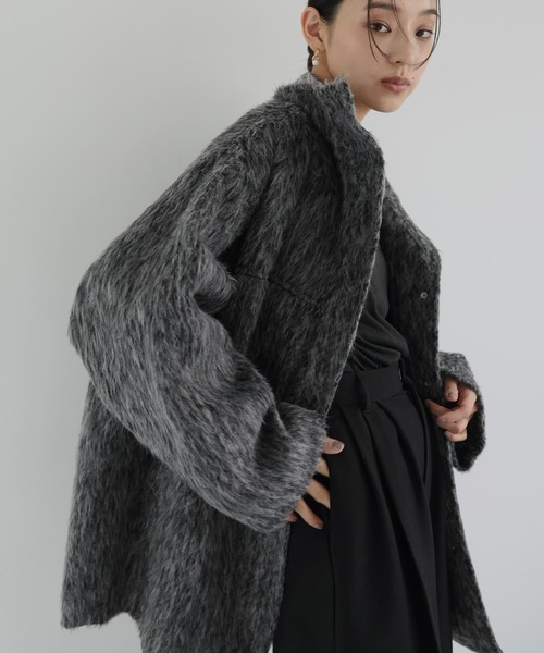 hellam（ヘラム） ステンカラーコート コート シャギースタンドカラー