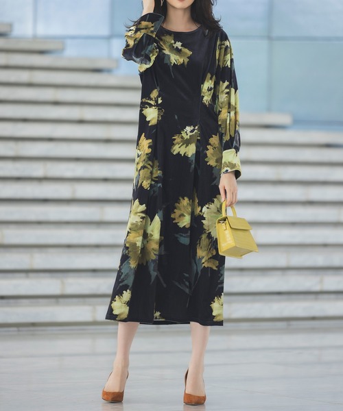 RANAN（ラナン） ワンピース ベロアプリント花柄ワンピース : ZOZOTOWN