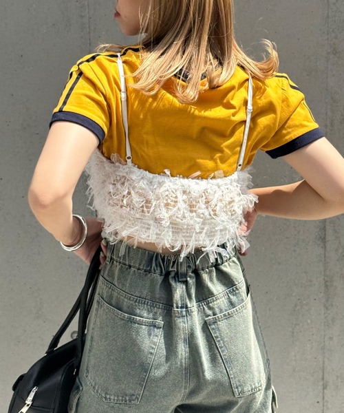 CIAOPANIC（チャオパニック） キャミソール チュールフリンジビスチェ