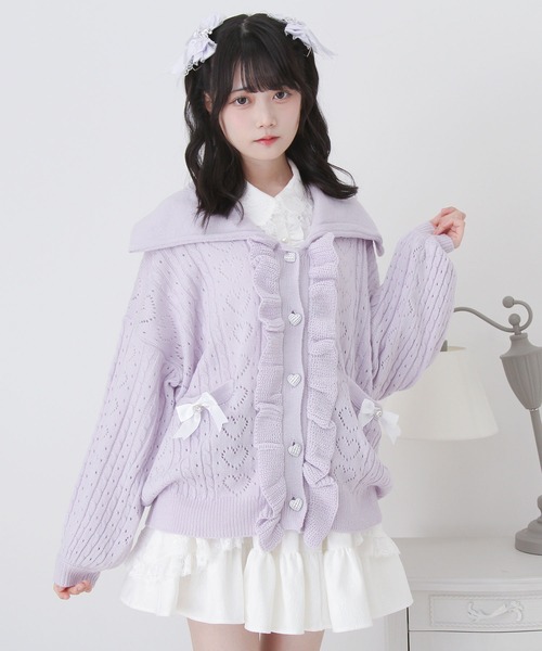 DearMyLove カーディガン セーラ襟フリルカーディガン レディース