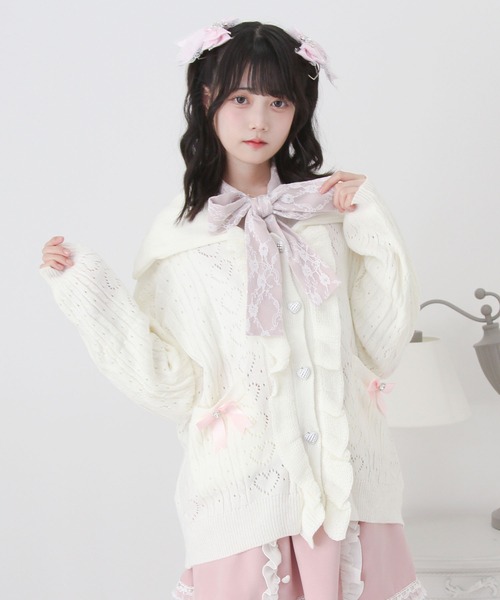 DearMyLove カーディガン セーラ襟フリルカーディガン レディース