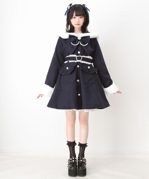 DearMyLove ステンカラーコート コート ハートバックルベルトセーラー