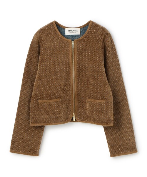 MACPHEE（マカフィー） カーディガン シェニールジャカード ジップ