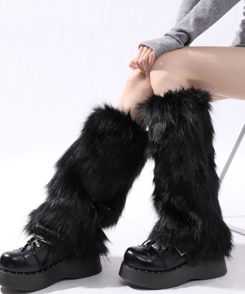 lilful レッグウォーマー 「25年秋冬新作」フェイクファー もこもこY2K