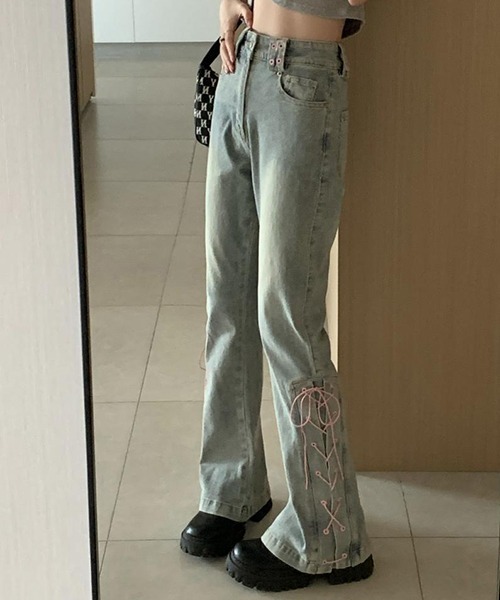 gossip!ロサンゼルス ジーンズ デニム デニムパンツ y2k リボンフレア