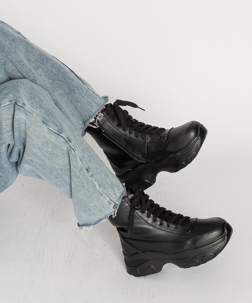 SVEC（シュベック） スニーカー 軽量チャンキーソール ハイカット