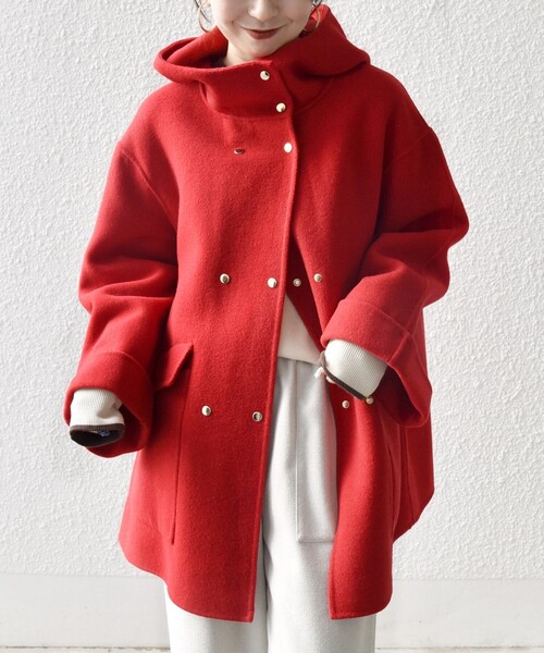 SHIPS any コート アウター any: リバー フーデッド Aライン ミドル