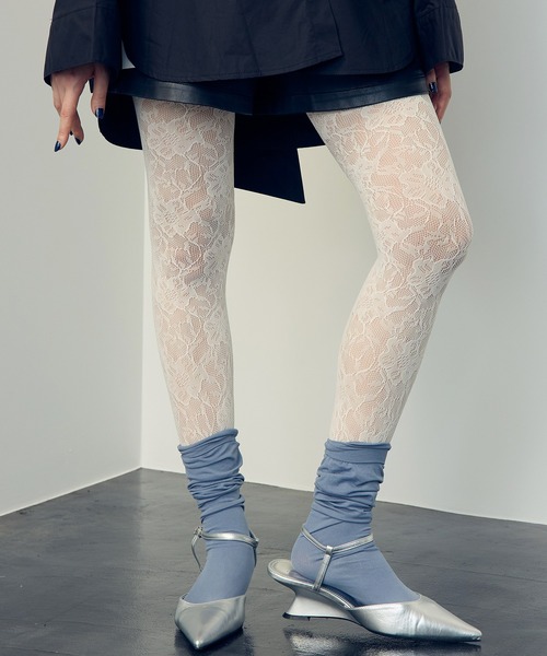uyu. タイツ フラワーレースタイツ/ストッキング レディース