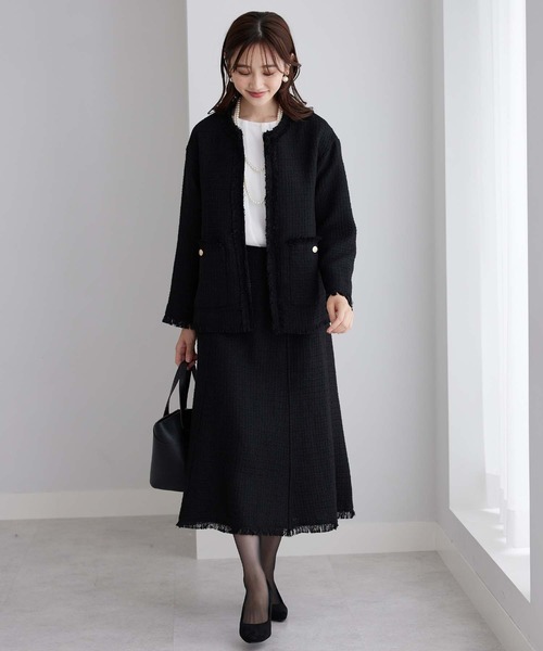 BELLUNA PLUS（ベルーナプラス） セットアップ ツイード調フリンジ使い