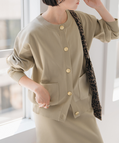 未使用スピックアンドスパン ダブルジャガード ビッグカーディガン