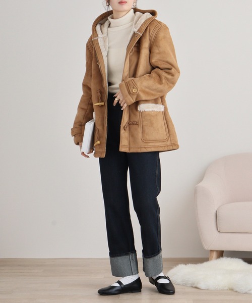 Ree&Mee ダッフルコート コート フェイク ムートン ショート ダッフル