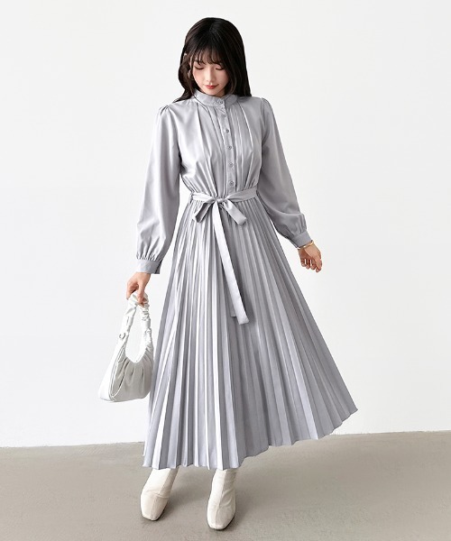 COCOMOMO ワンピース きれいめ プリーツワンピース シャツワンピース