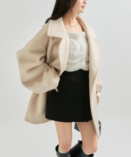 mystic（ミスティック） コート アウター ウール混 シャギーミドル