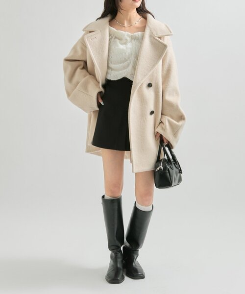 mystic（ミスティック） コート アウター ウール混 シャギーミドル