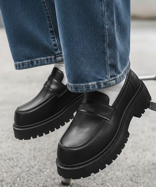 link lot ローファー 厚底ボリュームソールローファー トラックソール