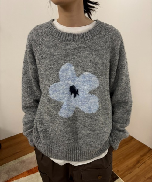 MERLOT（メルロー） ニット セーター フラワーモチーフニット