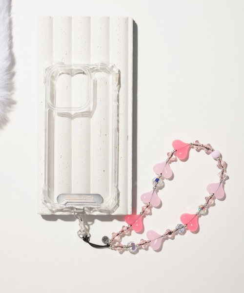 String Ting スマホストラップ カラフルピンク ハート 雲 クリスマス