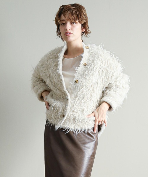 The rejoice カーディガン 2wayシャギーカーデ レディース