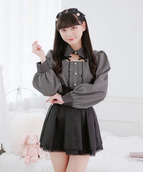 Pal elfy ブラウス シャツ 千鳥チェックブラウス/地雷系 量産型