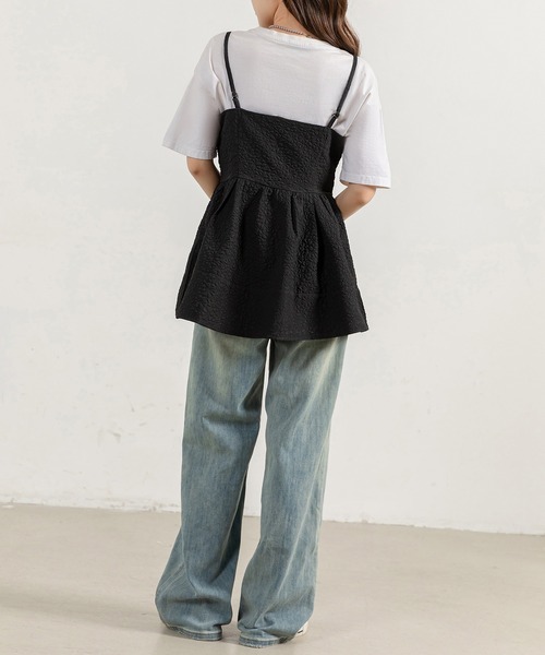 DAY CLOSET キャミソール レディース ふんわりジャガードペプラム