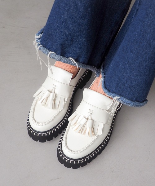 byあしながおじさん ローファー 軽量｜厚底キルトタッセルローファー