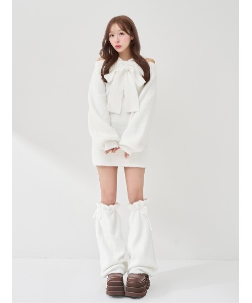 Darich（ダーリッチ） ワンピース フーディーオフショルニットミニ