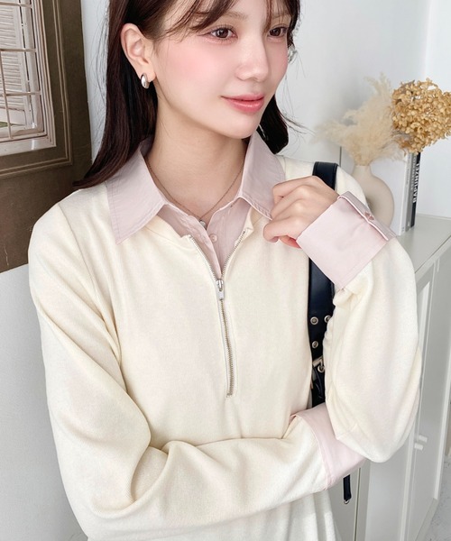 moment+ ワンピース シャツドッキングフリルミニワンピース : ZOZOTOWN