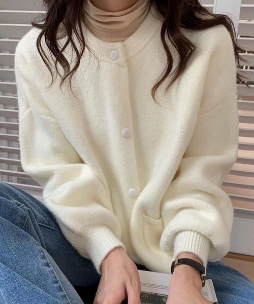 Dewlily カーディガン スタジャン風ニットカーディガン レディース