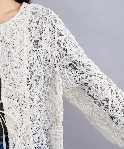 LE CERCLE par rope' ブラウス シャツ コードレースノーカラーシャツ