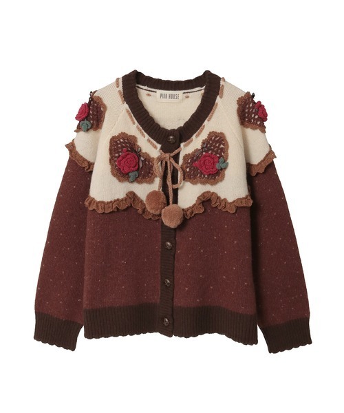 PINK HOUSE（ピンクハウス） カーディガン ハートモチーフ使いヨーク