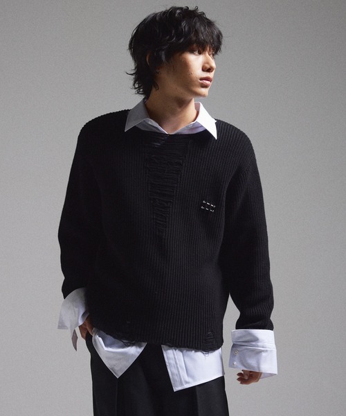 GRANCY セーター ニット 「GRANCY」Pierced Damage Knit / ピアス
