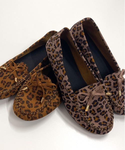 ad thie（アドティエ） デッキシューズ モカシン レオパード柄