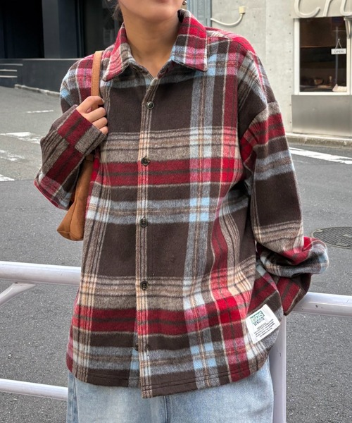 DISCUS ブラウス シャツ 「DISCUS」シャギーチェックシャツジャケット
