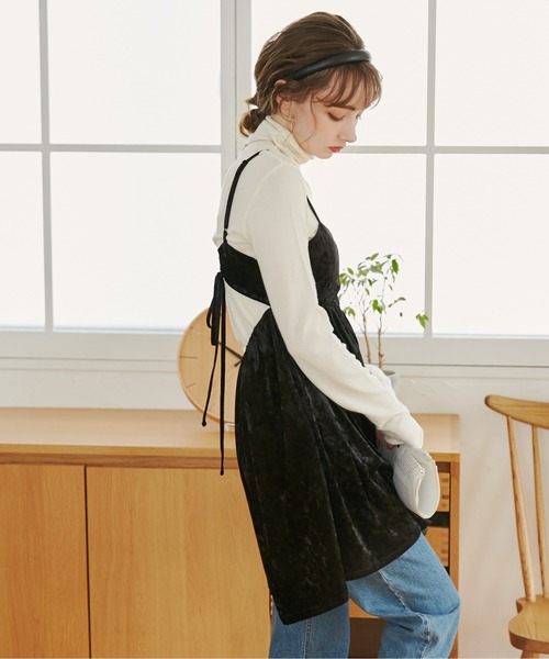 ANGIE キャミソール クラッシュベロアキャミチュニック レディース