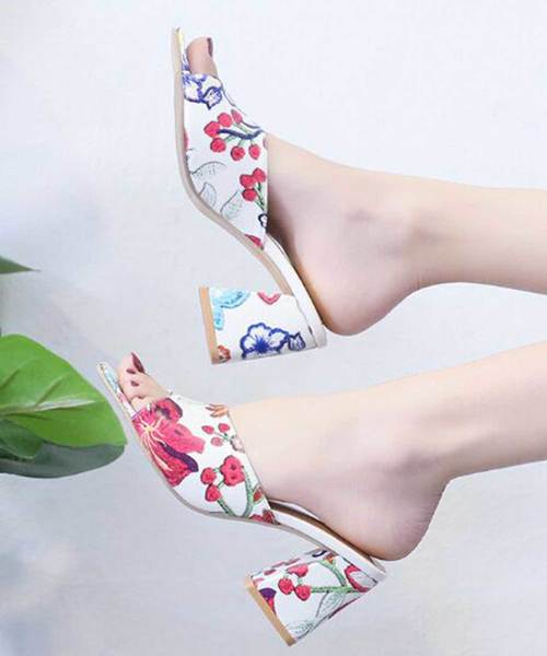 STYLEBLOCK（スタイルブロック） サンダル 花柄チャンキーヒール