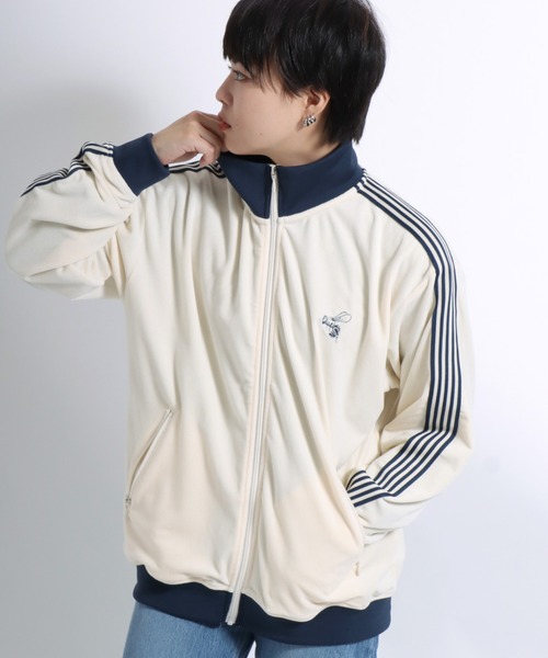 ジャージ 蜂さん ワンポイント刺繍 サイドライン ベロア トラック