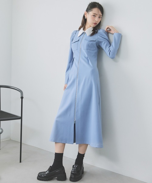 REDYAZEL（レディアゼル） ワンピース フロントZIPバイカラーロング